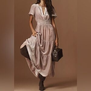 Anthropologie The Somerset Maxi Dress: Velvet Edition In Blush Women’s Size XL
